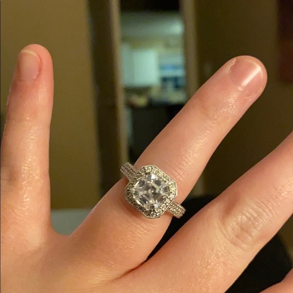 Gabriel & Co. Asscher Cut 14K White Gold Ring - Picture 7 of 13